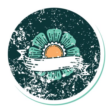 Bir çiçek ve pankartın sembolik dövmeli görüntüsü