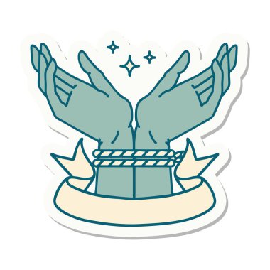 Bir çift eli bağlı dövme stili çıkartması