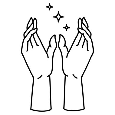 Mistik ellerin siyah çizgi şeklinde dövmesi