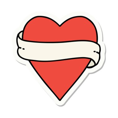 Geleneksel kalp ve bayrak stiliyle dövme çıkartması