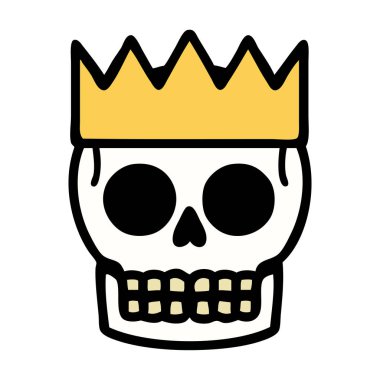 Geleneksel kafatası ve taç şeklinde dövme