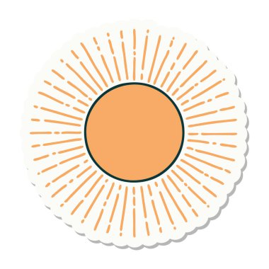 Dövme çıkartması geleneksel güneş stilinde.