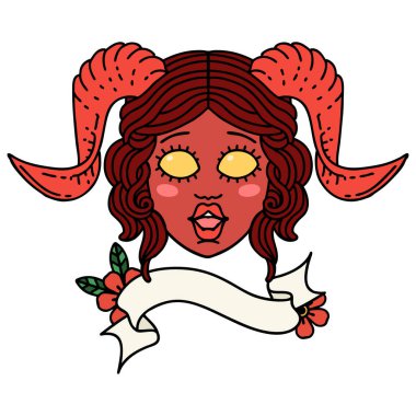 Retro Dövme Biçimi karakter yüzünü kaydırma pankartı ile düzenliyor