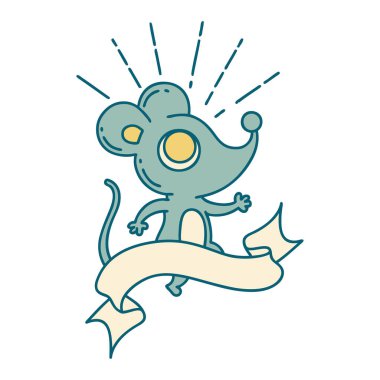 Dövme tarzı fare karakterli kaydırma pankartı