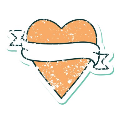 ikonik sıkıntılı çıkartma dövme stili bir kalp ve bayrak