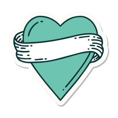 Geleneksel kalp ve bayrak stiliyle dövme çıkartması