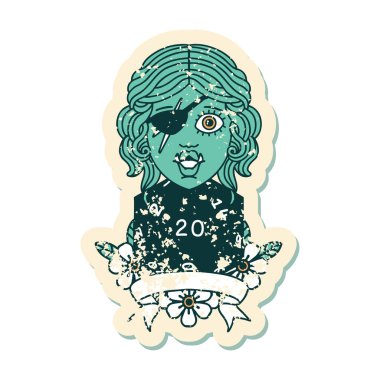 Retro Dövme Biçimi 20 zarlı yarı ork haydut karakter