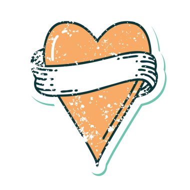 ikonik sıkıntılı çıkartma dövme stili bir kalp ve bayrak