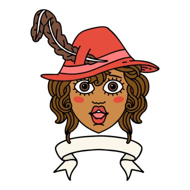 Retro Dövme Tarzı Sancaklı İnsan Ozan Karakteri