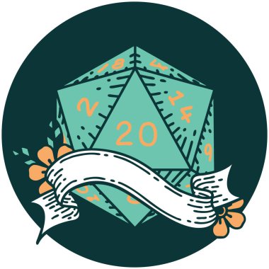 Doğal yirmi D20 zar atma simgesi