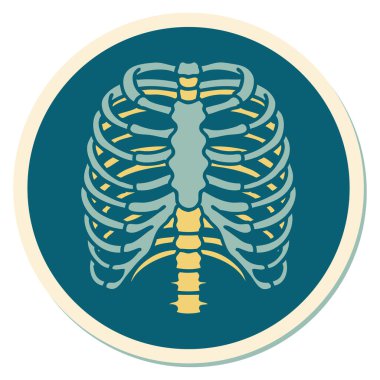 Geleneksel bir göğüs kafesi stili dövme çıkartması.