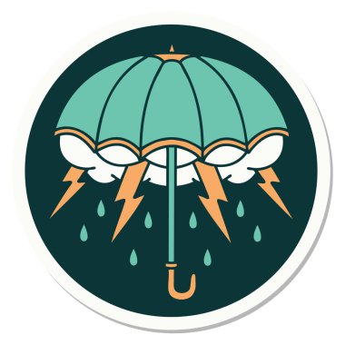 Geleneksel bir şemsiye stiliyle dövme çıkartması