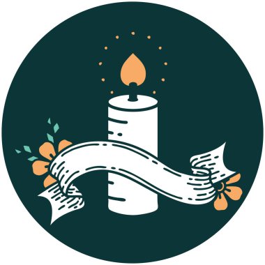 bir mum pankartıyla dövme biçimi simgesi