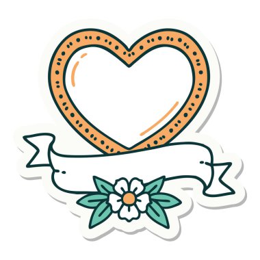 Geleneksel kalp ve bayrak stiliyle dövme çıkartması