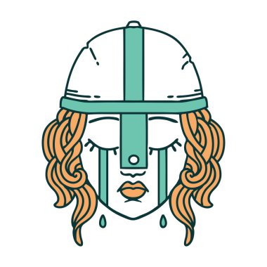 Retro Dövme Tarzı Ağlayan İnsan Dövüşçüsü