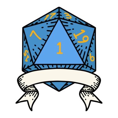 Retro Dövme Biçimi Doğal bir d20 zar atma