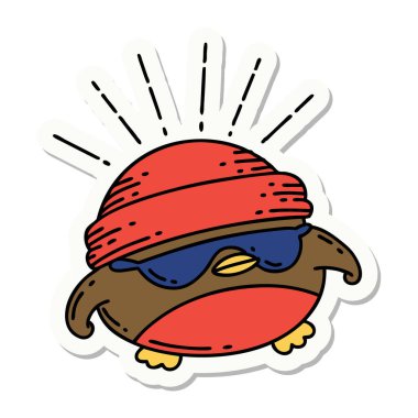 Dövme stili çıkartması. Havalı Robin.