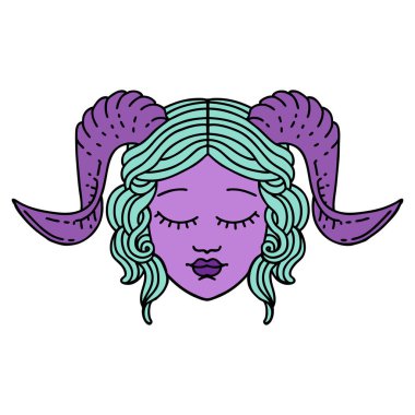 Retro Dövme Biçimi tiefling karakter yüzü