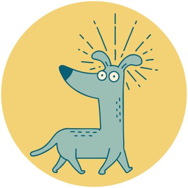 Dövme stili bir ikon Şaşırmış köpek