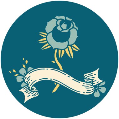 bir gül sancağına sahip dövme biçimi simgesi