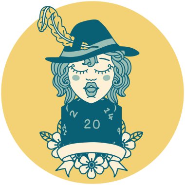 Retro Dövme Biçimli 20 zarlı ozan karakteri