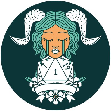 Ağlayan bağcık suratlı, doğal 1 D20 Dice ile simge