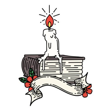 Dövme tarzı mumlu parşömen kitabı eritiyor