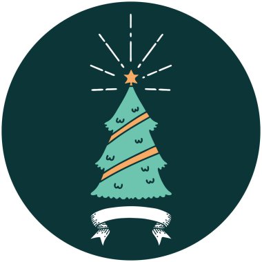 Yıldız dövmeli bir yılbaşı ağacının simgesi