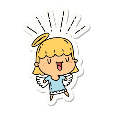 Dövme stili şarkı söyleyen meleğin çıkartması.