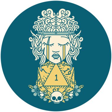 Retro Dövme Tarzı Ağlayan Elf Barbar Karakteri