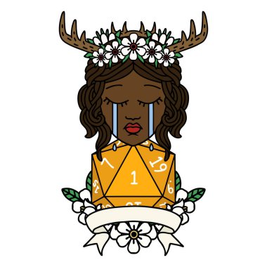 Retro Dövme Tarzı Ağlayan Doğal bir ruloyla İnsan Druid