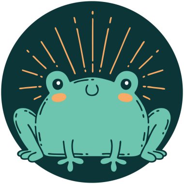 Dövme stili mutlu kurbağa ikonu