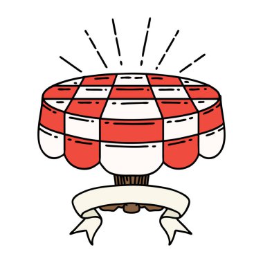 Dövme stili sehpası olan kaydırma pankartı