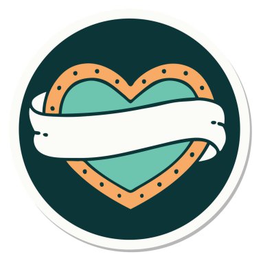 Geleneksel kalp ve bayrak stiliyle dövme çıkartması