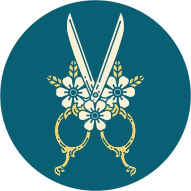 Berber makas ve çiçeklerin ikonik dövme görüntüsü