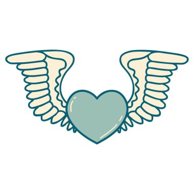 Kanatlı bir kalbin ikonik dövme görüntüsü