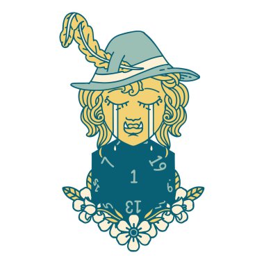 Retro Dövme Tarzı Hüzünlü Ork Ozan Karakteri