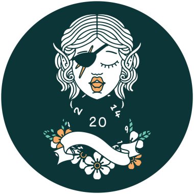 Doğal yirmilik zarlı elf düzenbaz karakteri simgesi