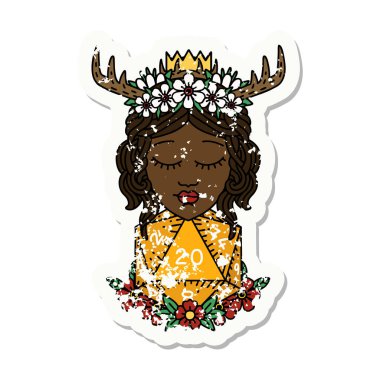 Retro Dövme Tarzı Doğal 20 zarlı İnsan Druid