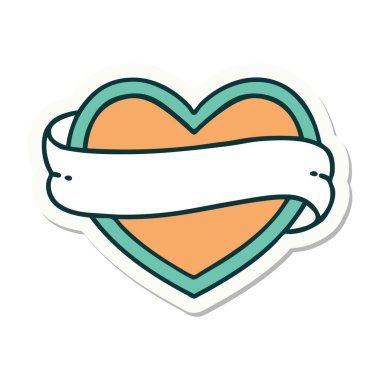 Geleneksel kalp ve bayrak stiliyle dövme çıkartması