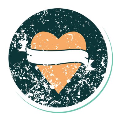 ikonik sıkıntılı çıkartma dövme stili bir kalp ve bayrak