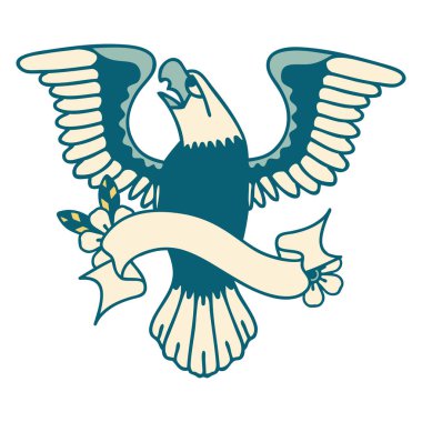 Amerikan kartalı sancağıyla geleneksel dövme.