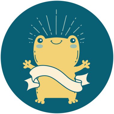 Dövme stili mutlu kurbağa ikonu