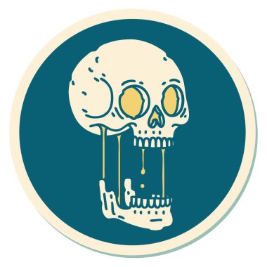 Geleneksel bir kafatası stili dövme çıkartması