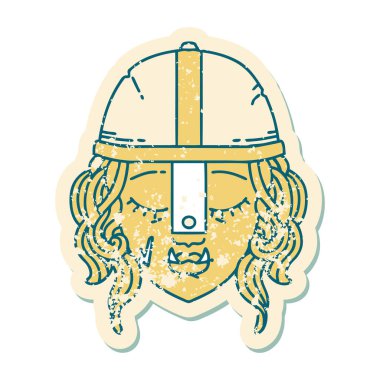 Retro Dövme Biçimli Ork savaşçı yüzü