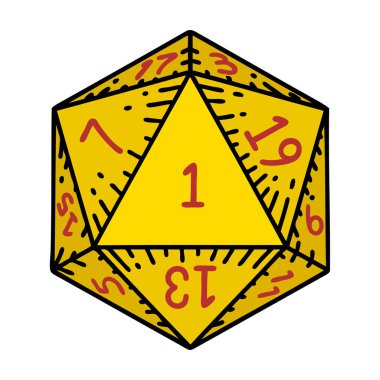 Retro Dövme Biçimi Doğal 1D20 zar atma