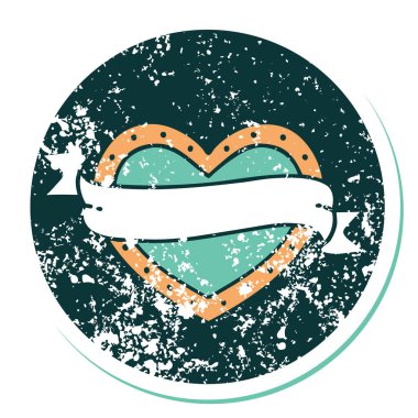 ikonik sıkıntılı çıkartma dövme stili bir kalp ve bayrak