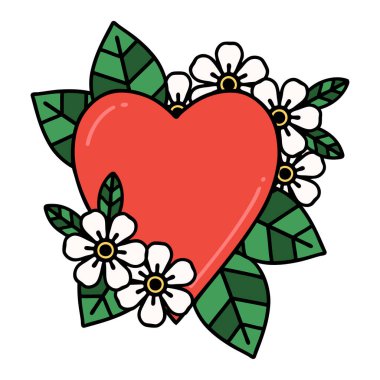 Botanik kalp şeklinde geleneksel bir dövme.