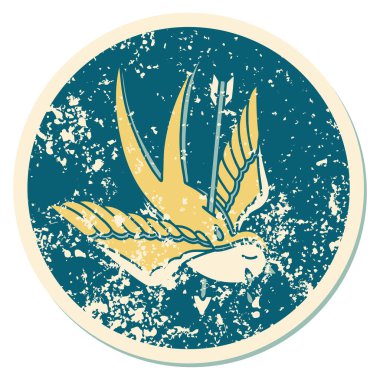 ok ile delinmiş bir kırlangıcın sembolik dövmeli görüntüsü