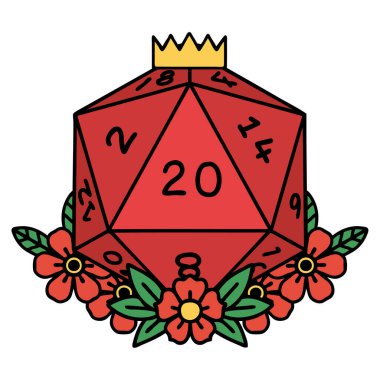 d20 biçiminde geleneksel dövme